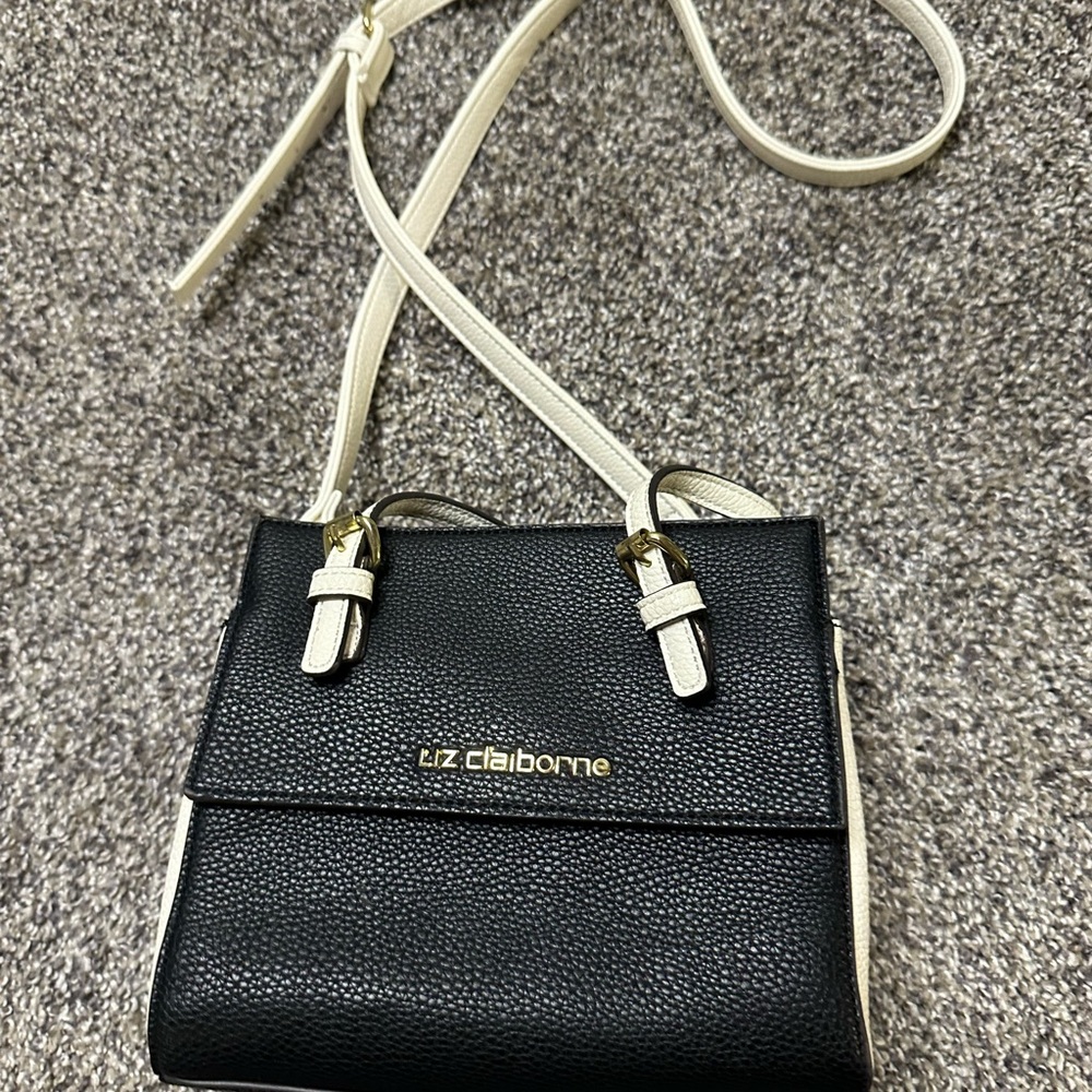 Liz Claiborne Elegant Black and Cream Crossbody Bag